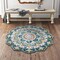 Homeroots 6 ft. Round Teal Floral Mandala Area Rug 396211 - alternate 6